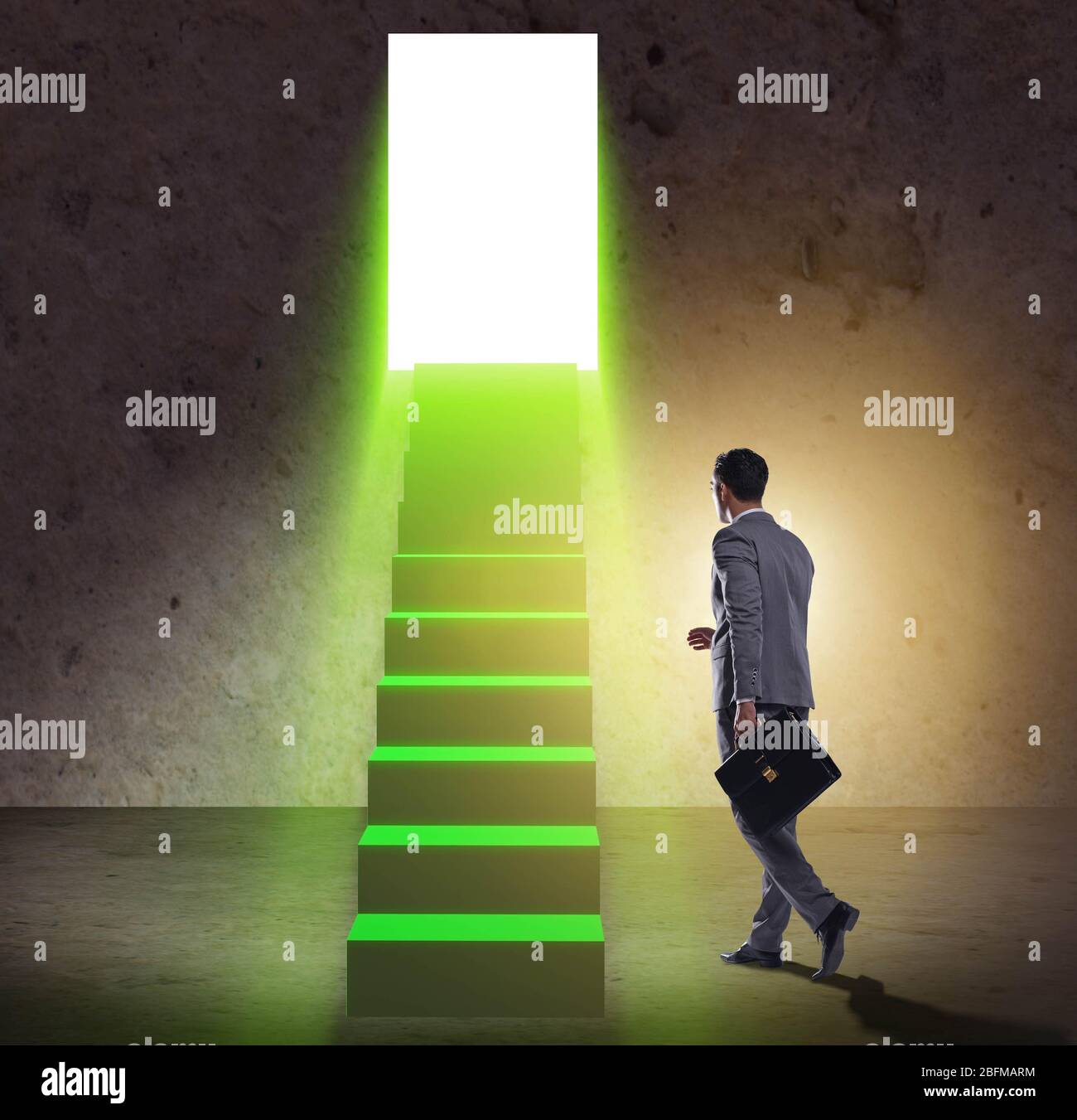 The young businessman climbing career ladder Stock Photo - Alamy