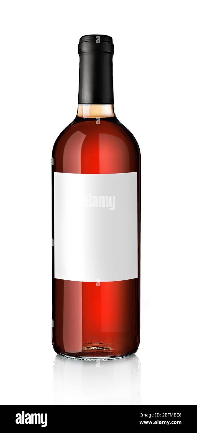 Bottle of pink wine with empty label, isolated on white Stock Photo Alamy