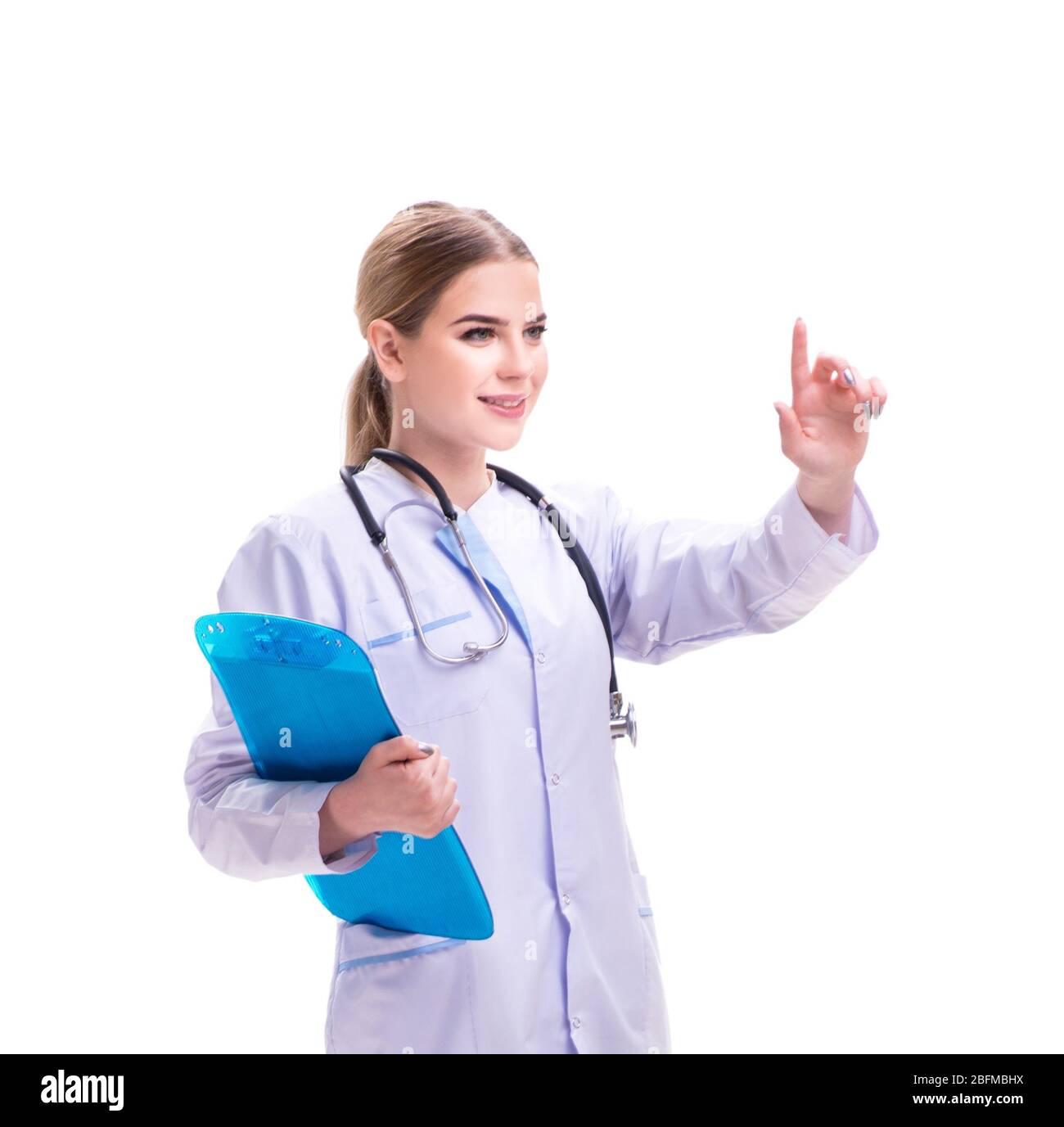 The young woman doctor isolated on white background Stock Photo - Alamy
