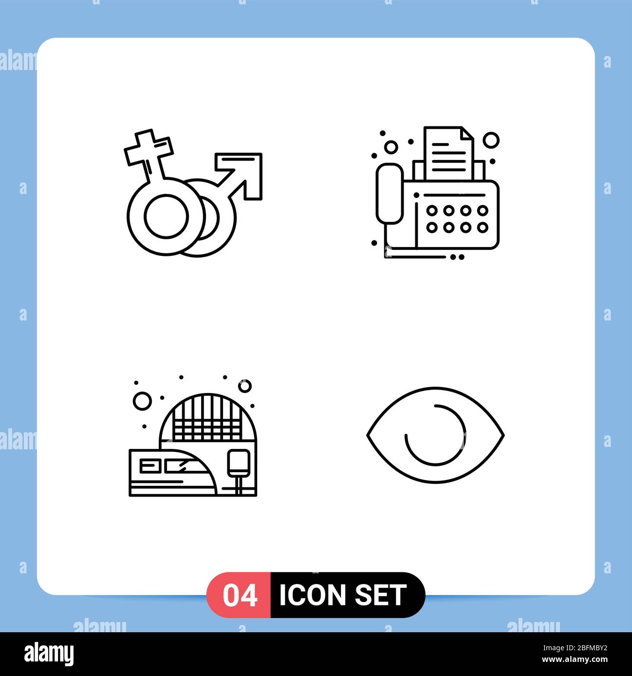 Group of 4 Filledline Flat Colors Signs and Symbols for gender, railway station, male, contact, suburban Editable Vector Design Elements Stock Vector