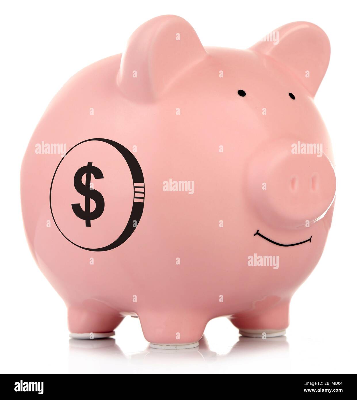 Pink ceramic piggy bank isolated on white Stock Photo - Alamy
