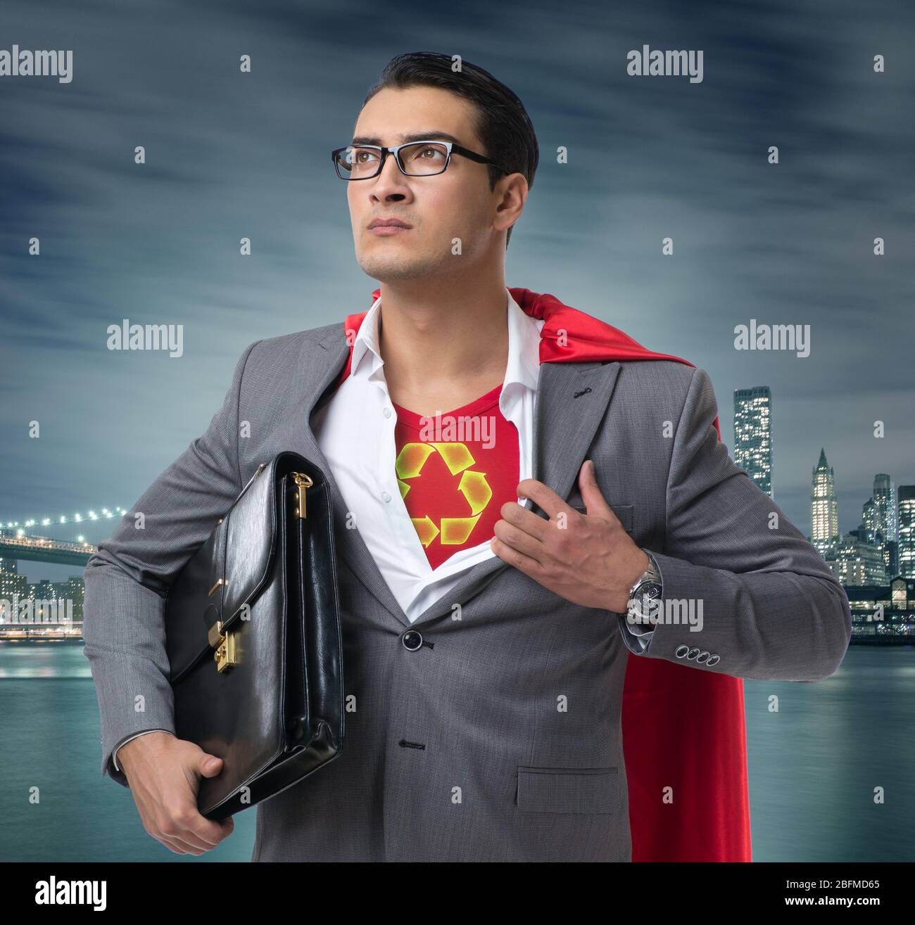 The businessman in superhero concept with red cover Stock Photo - Alamy