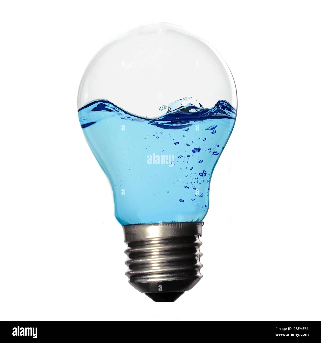 Light bulb with water isolated on white Stock Photo - Alamy