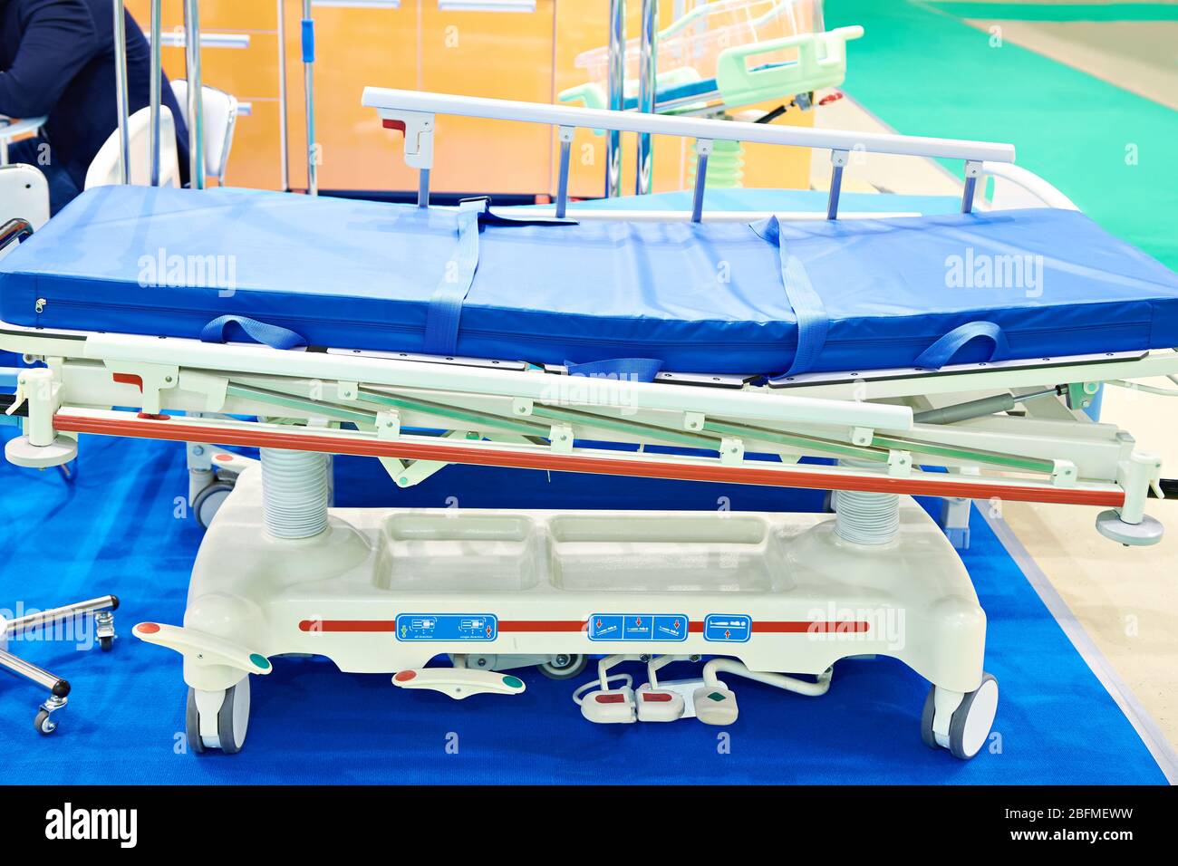 Modern hospital bed with tilt adjustments Stock Photo Alamy