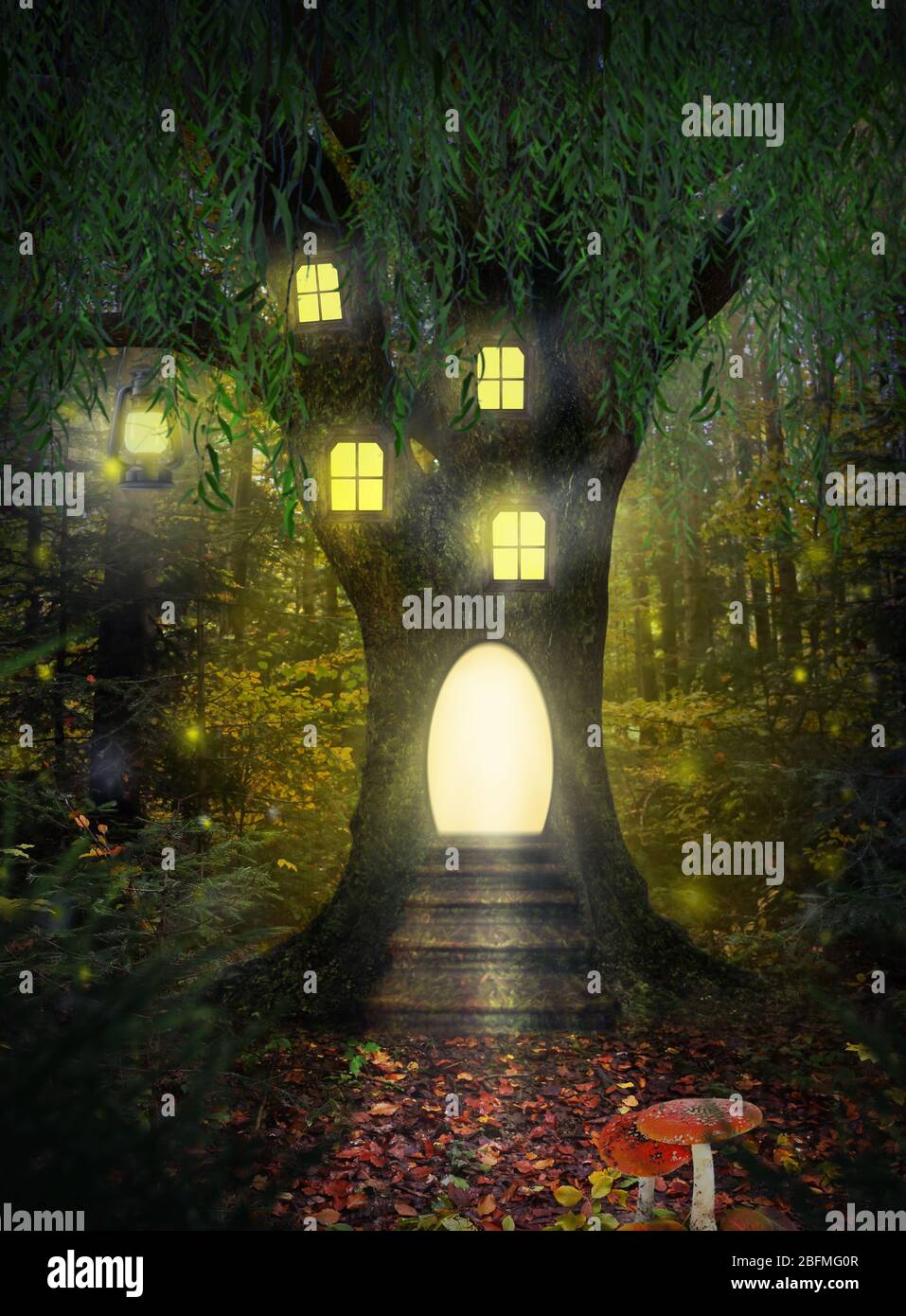 Fairy Tree In Magic Forest Stock Photo Alamy Fairy Tree In Magic Forest Stock Photo Alamy