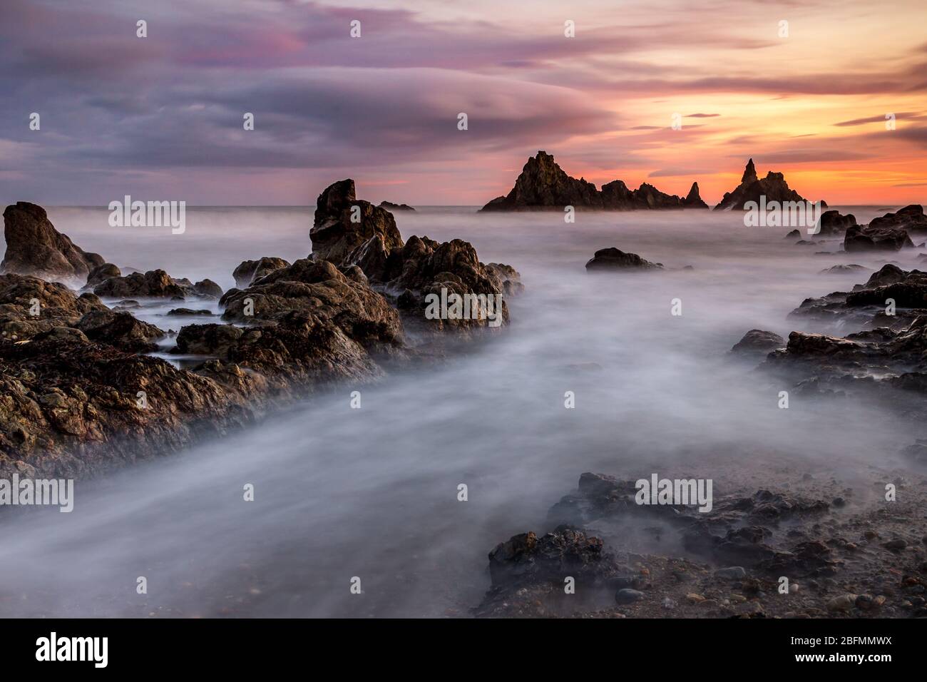 Nightfall at Kilfarrasy Beach - Copper Coast Waterford Ireland Stock Photo