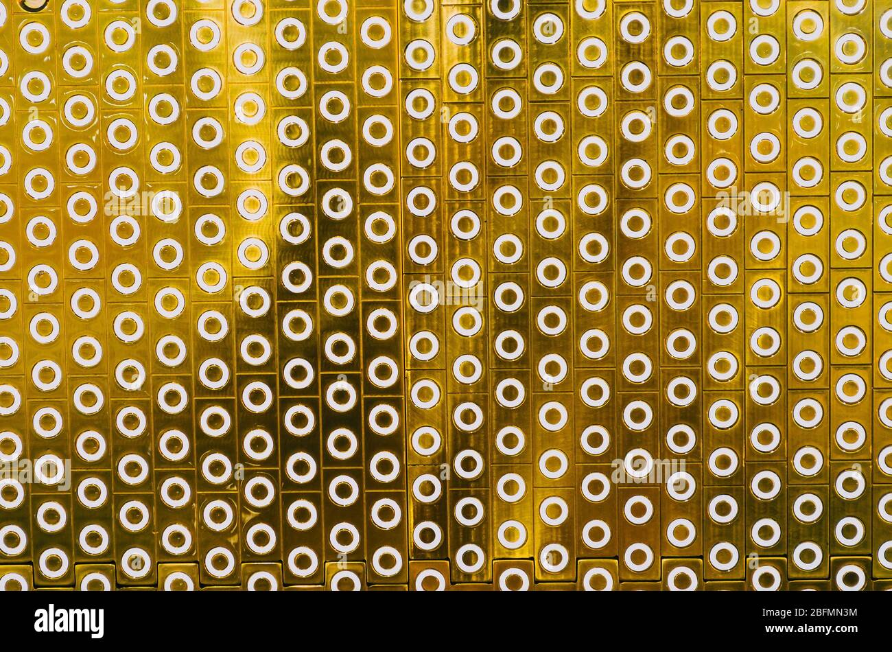 Texture white circles in rectangular scarves of gold coating background Stock Photo