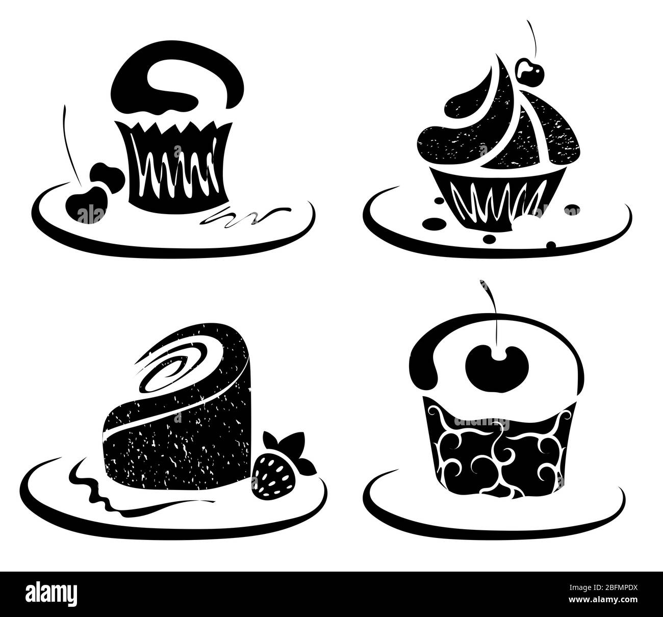 Collection of sweet dessert isolated on white Stock Photo - Alamy