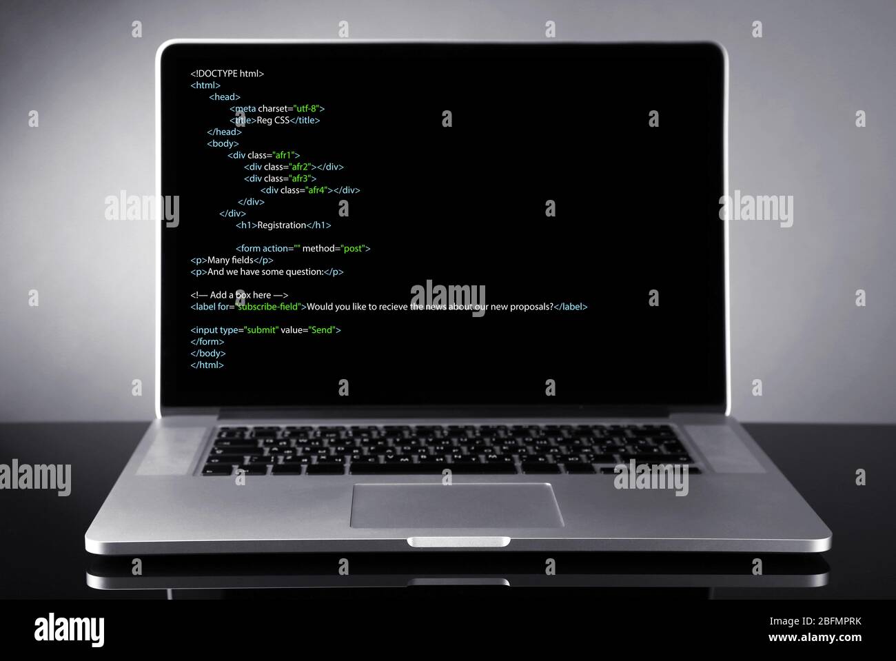 Programming code on laptop monitor Stock Photo - Alamy