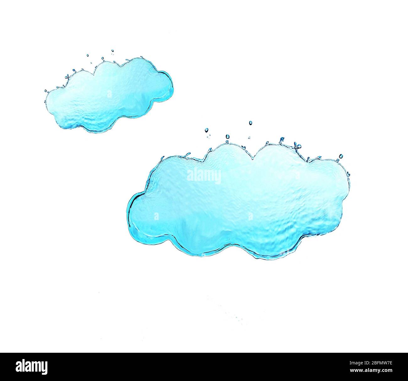 Big and small clouds made of water splashes isolated on white Stock