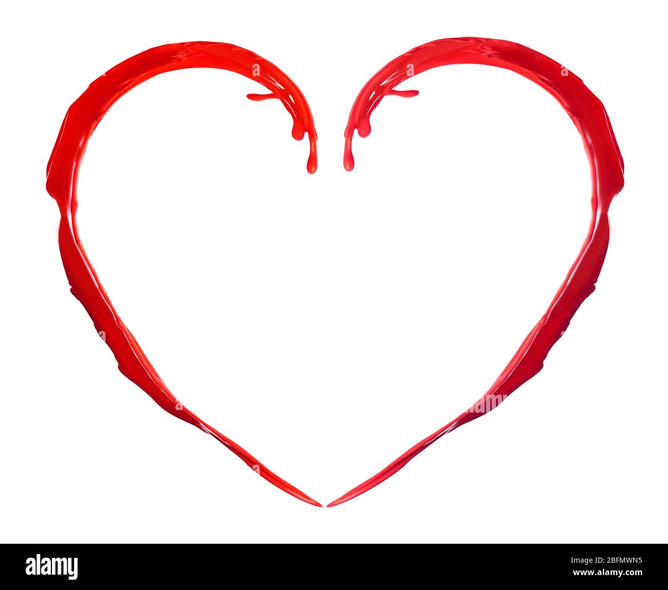 Red heart made of paint splash isolated on white Stock Photo - Alamy