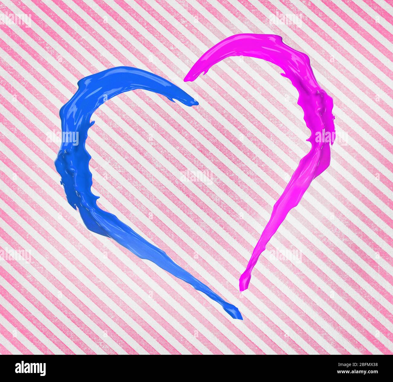Colorful heart made of paint splash on striped background Stock Photo ...