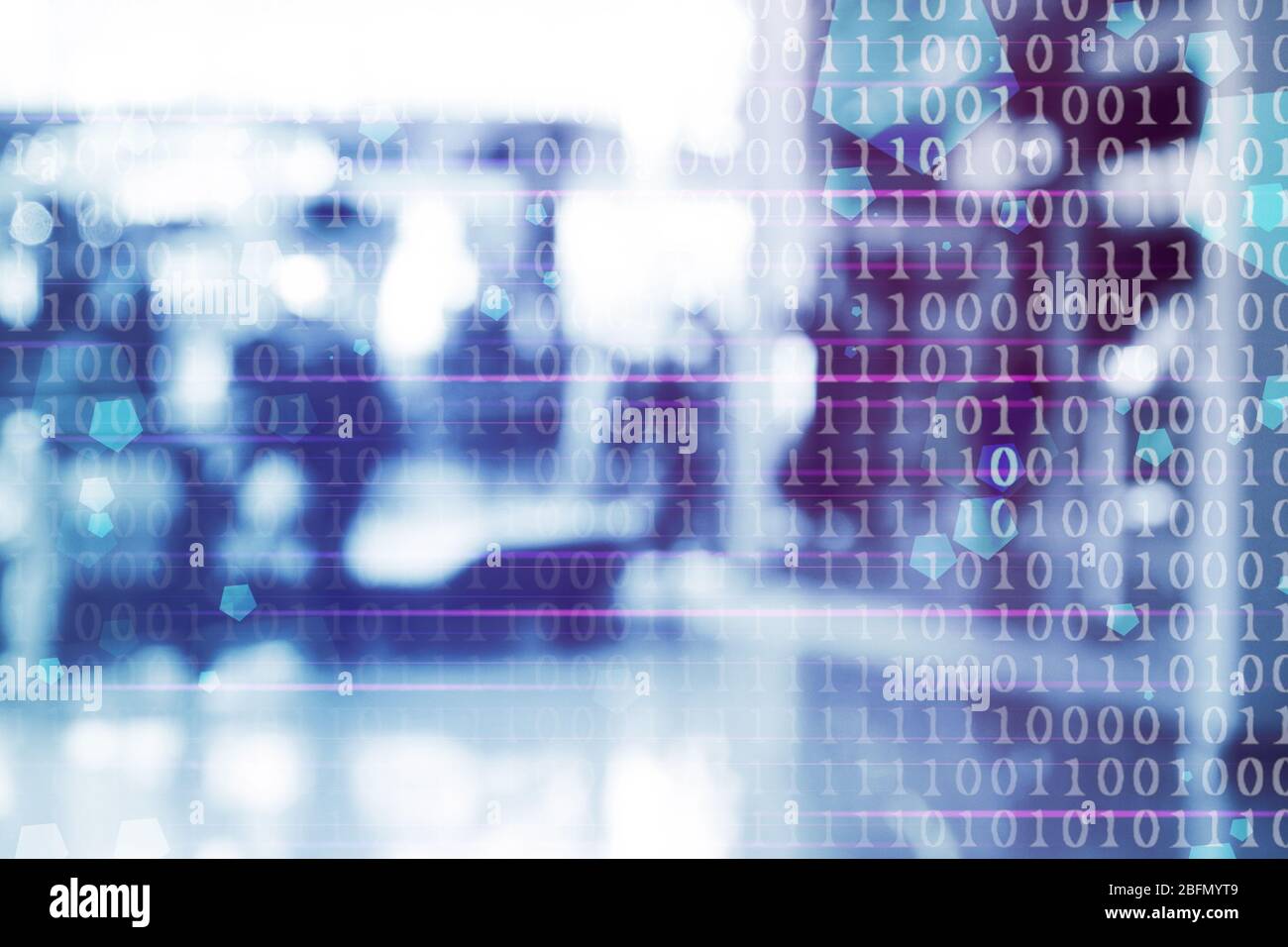 Blur abstract peoples background with binary code. Technology concept ...