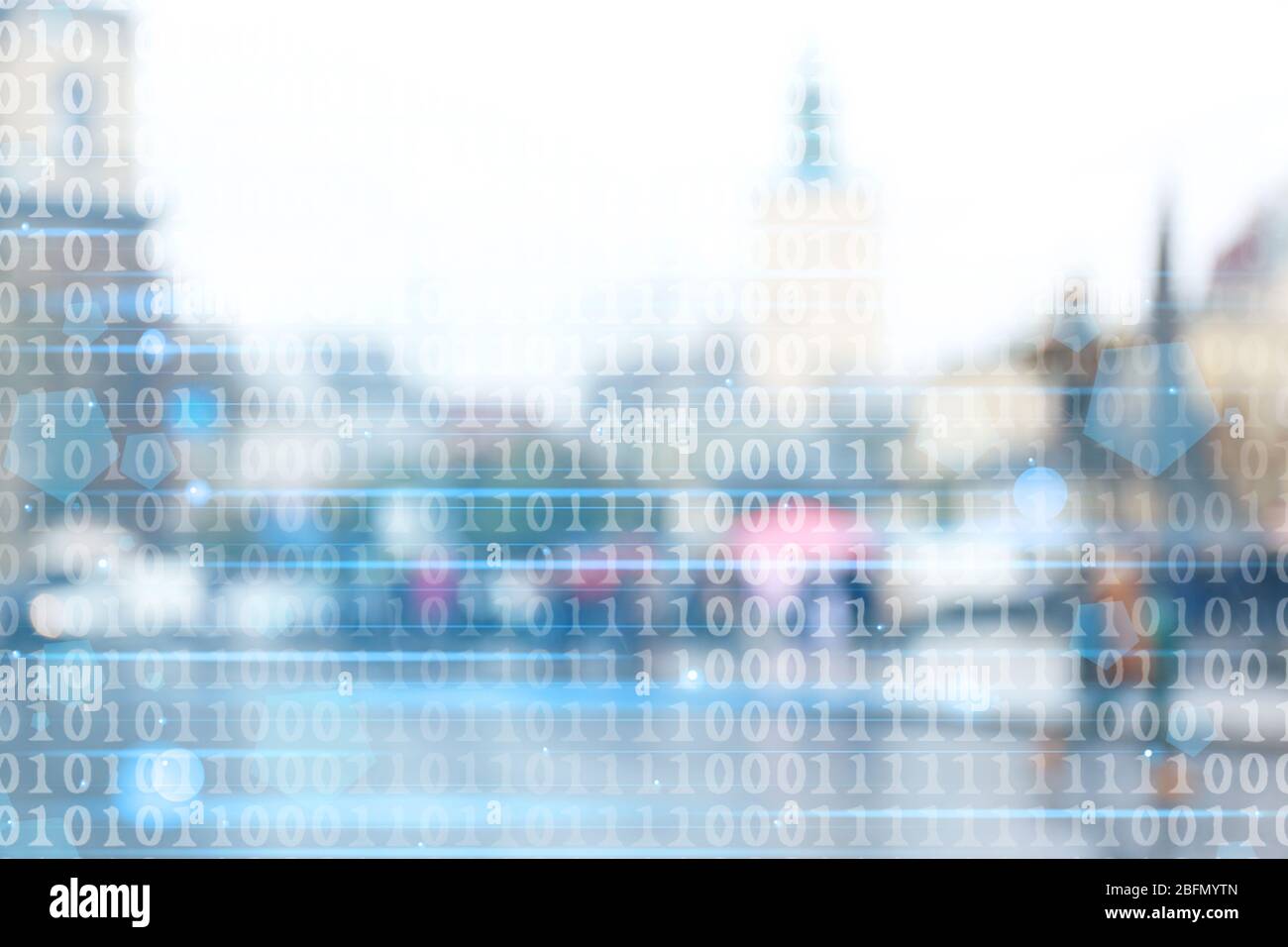 Blur abstract peoples background with binary code. Technology concept ...