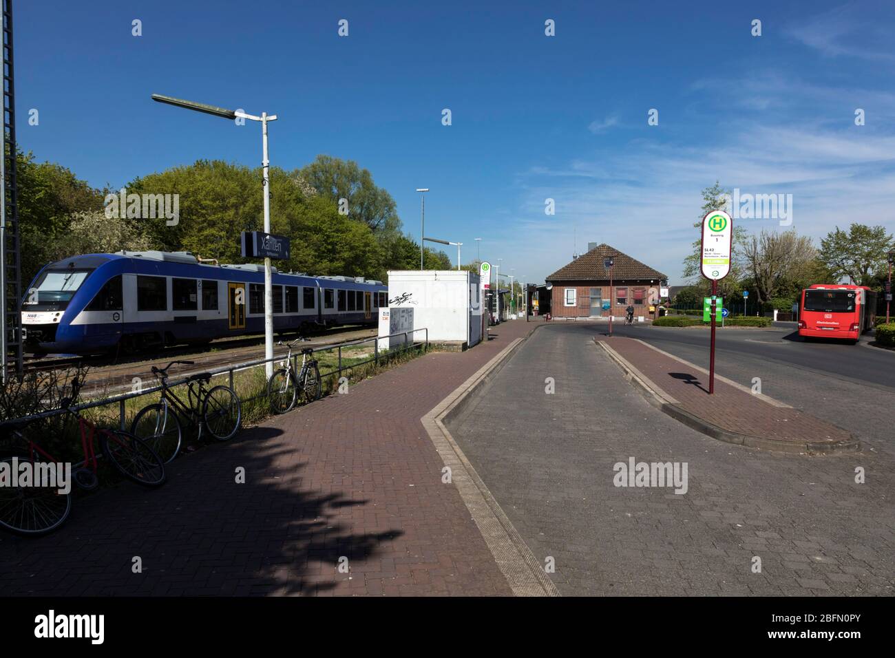 Bus and railway station Xanten Stock Photo