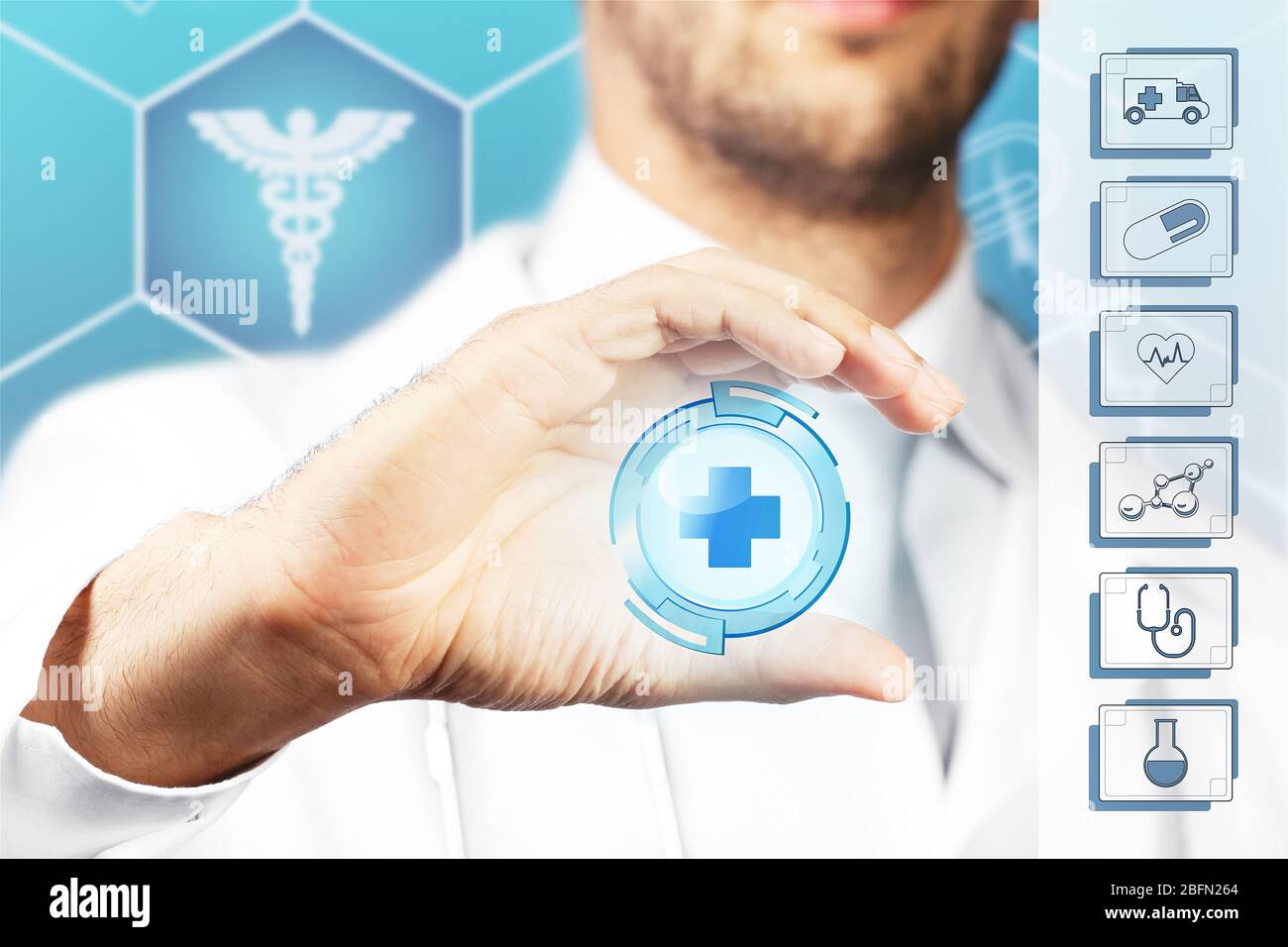Doctor hand icon virtual hi-res stock photography and images - Alamy