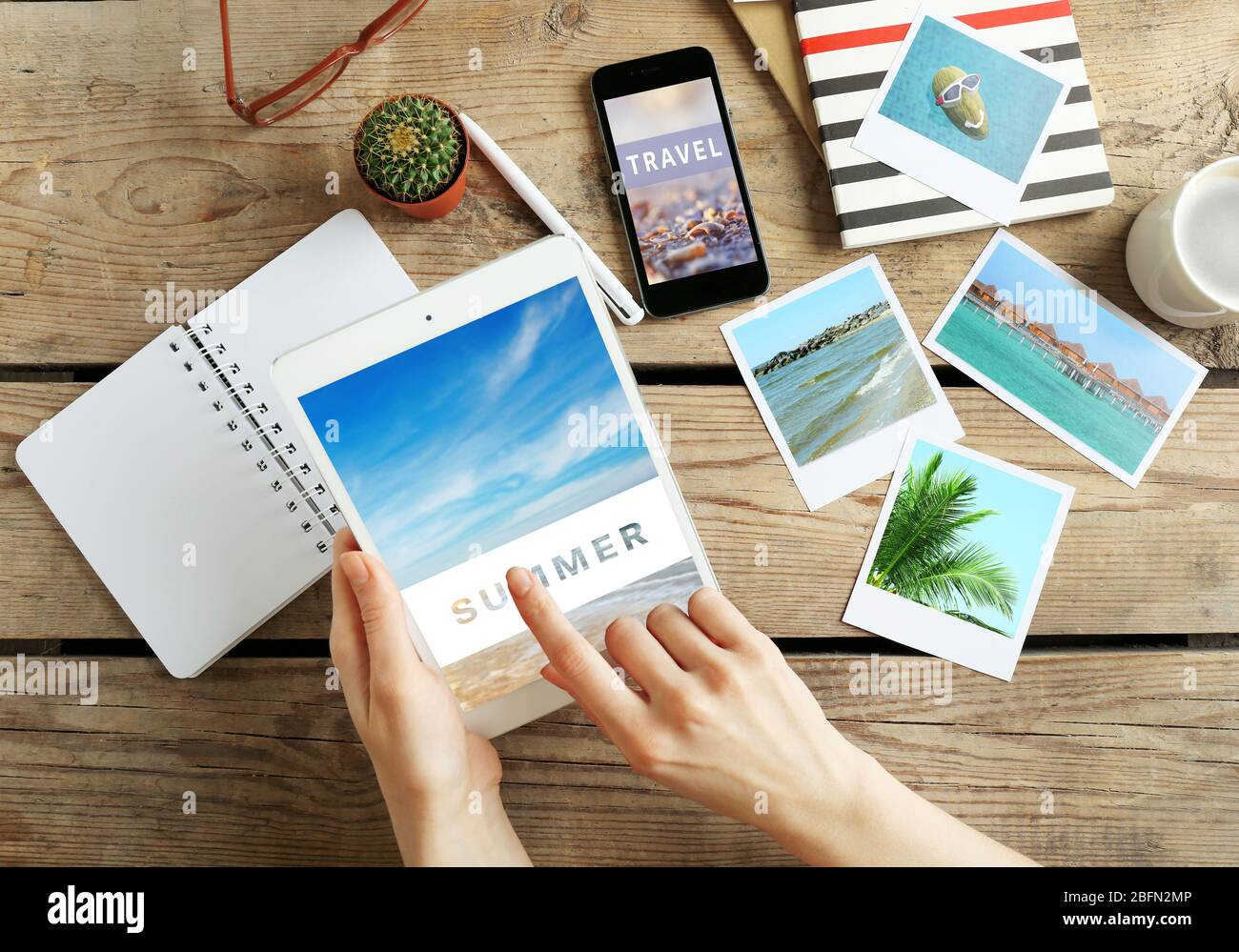 Vacation and traveling concept with modern technology Stock Photo