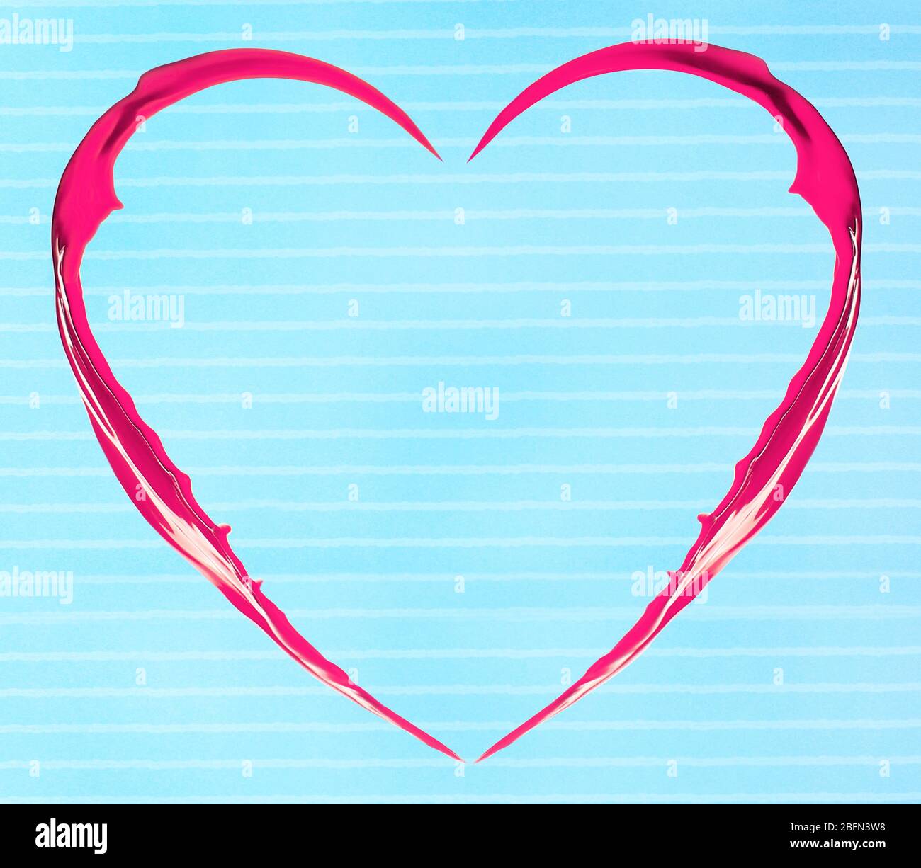Red heart made of paint splash on blue background Stock Photo - Alamy