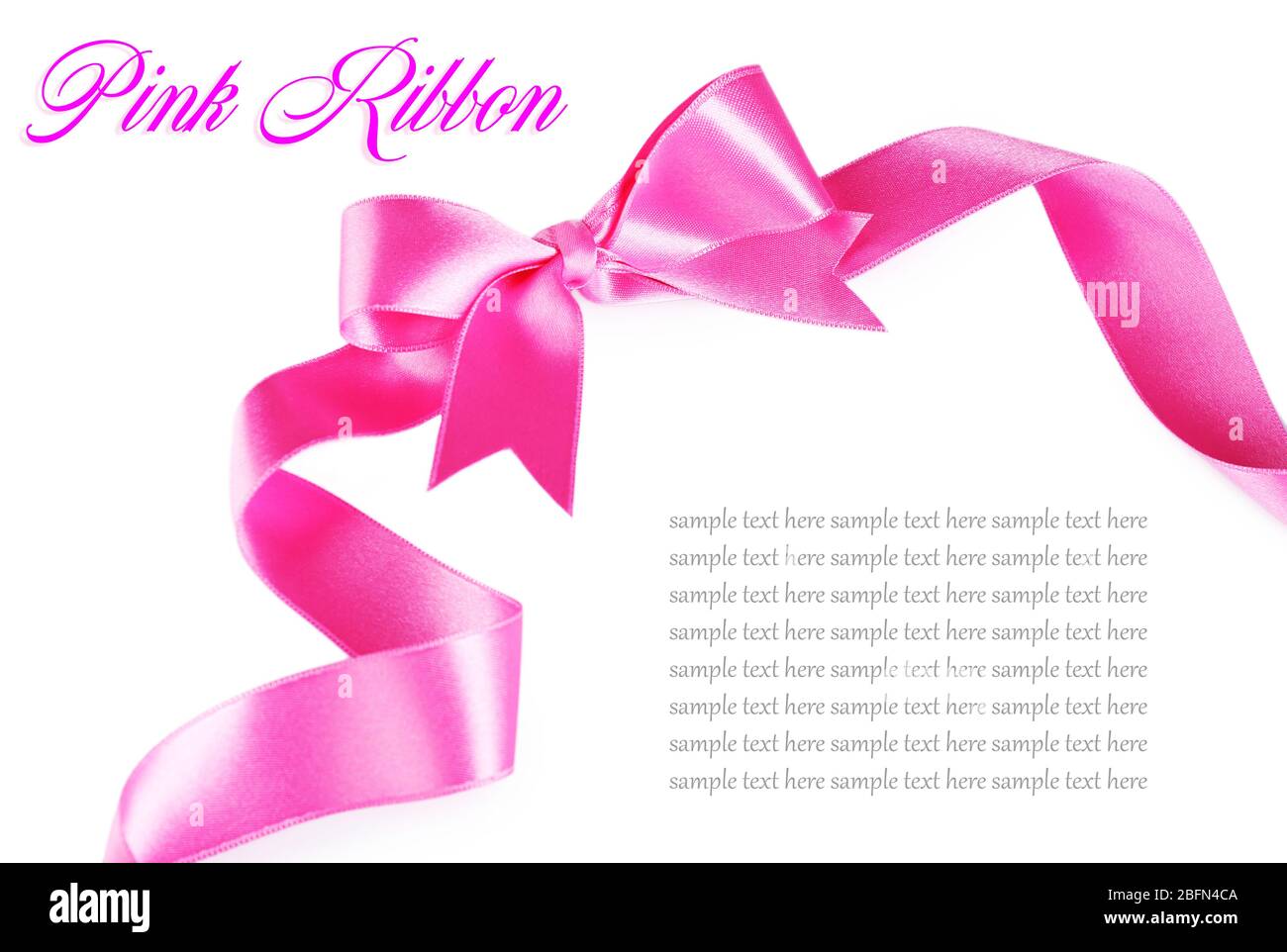 Pink ribbon bow isolated on white Stock Photo - Alamy