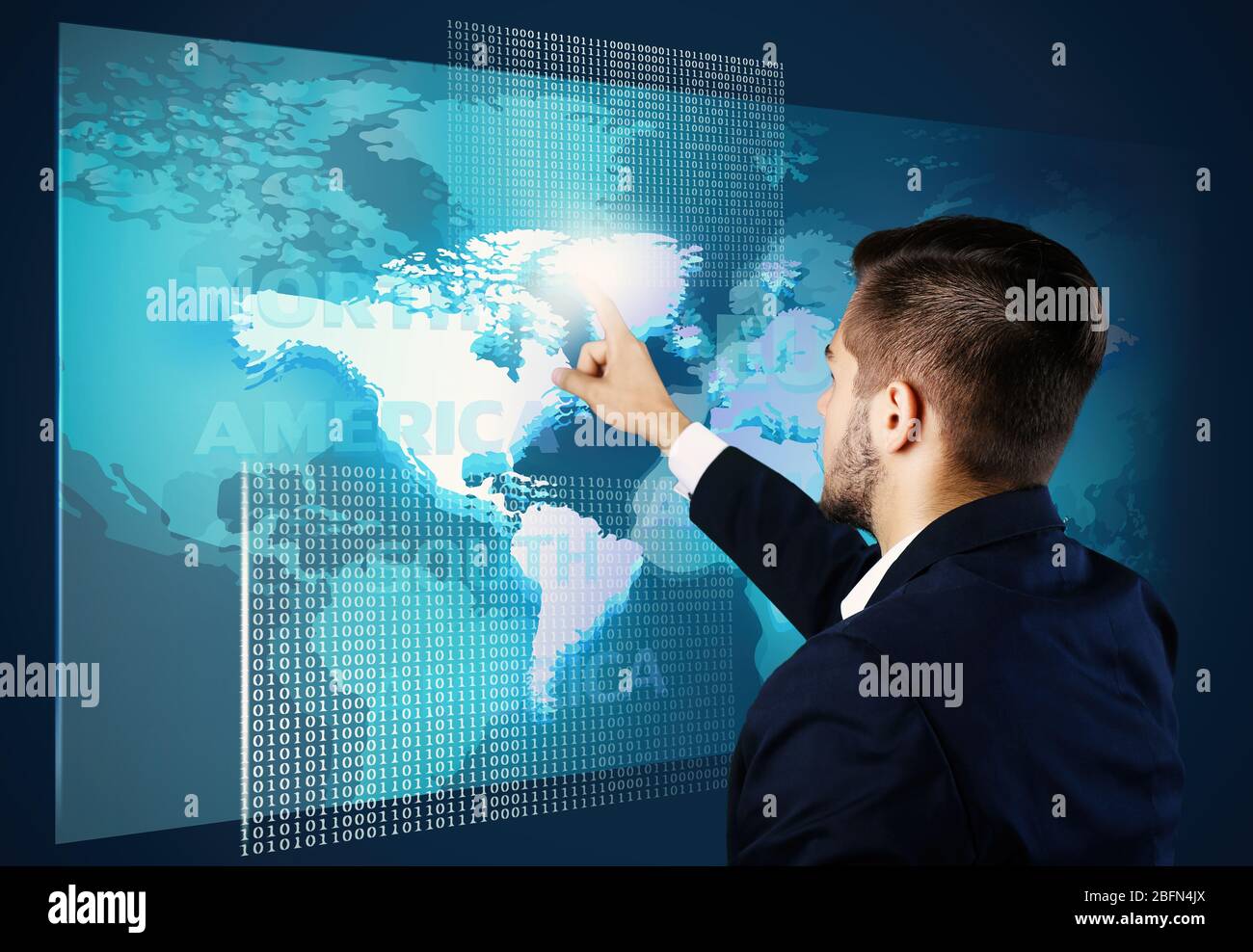 Businessman back view hand touch hi-res stock photography and images ...