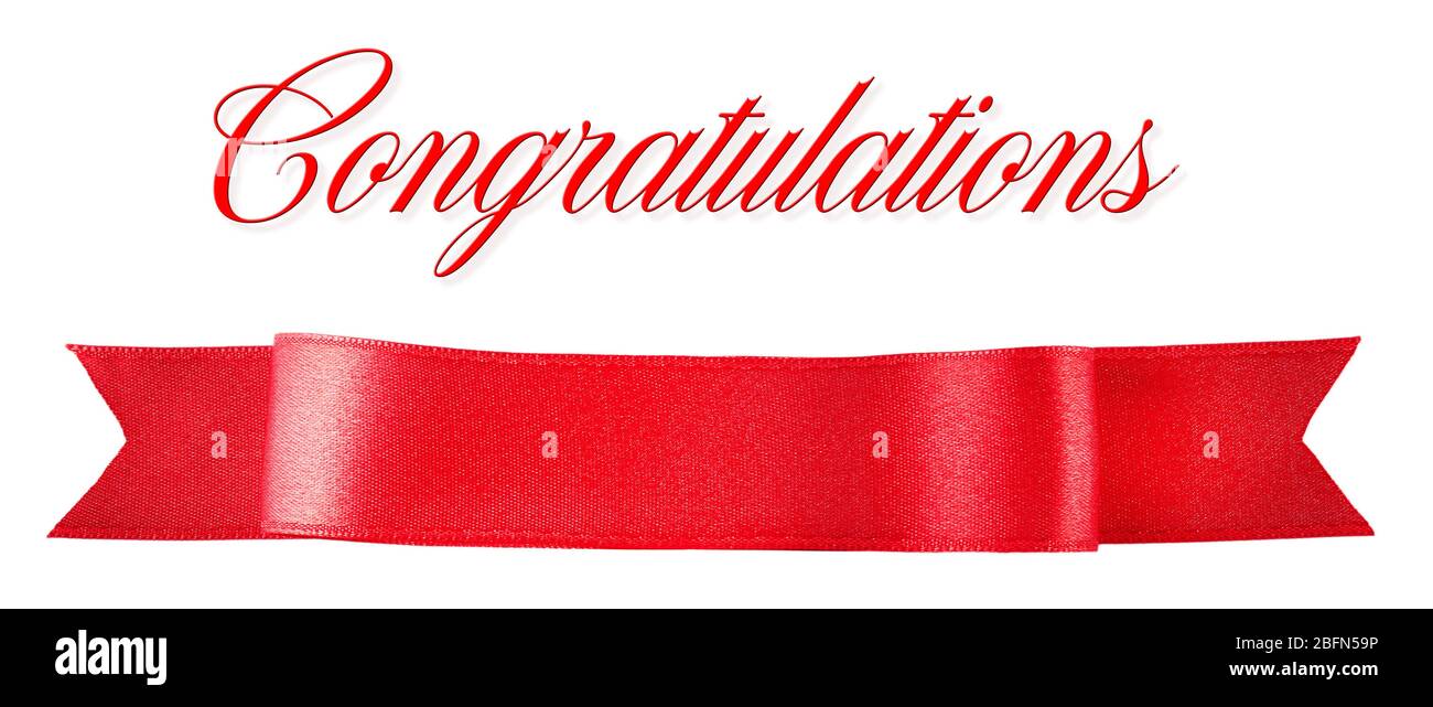 Red silk ribbon isolated on white Stock Photo - Alamy