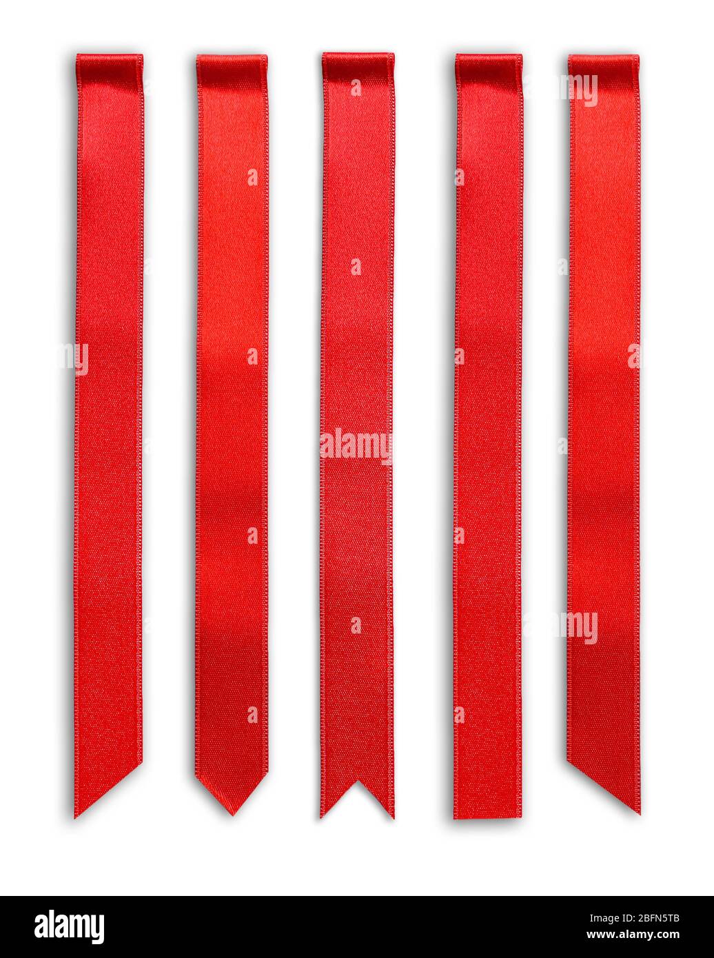 Red ribbons isolated on white Stock Photo - Alamy