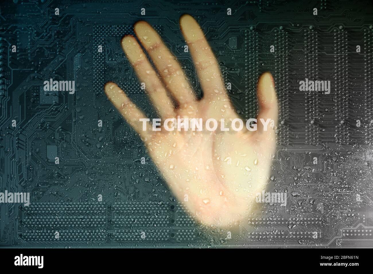 Future technology concept integrates electronics and bio-technologies Stock Photo