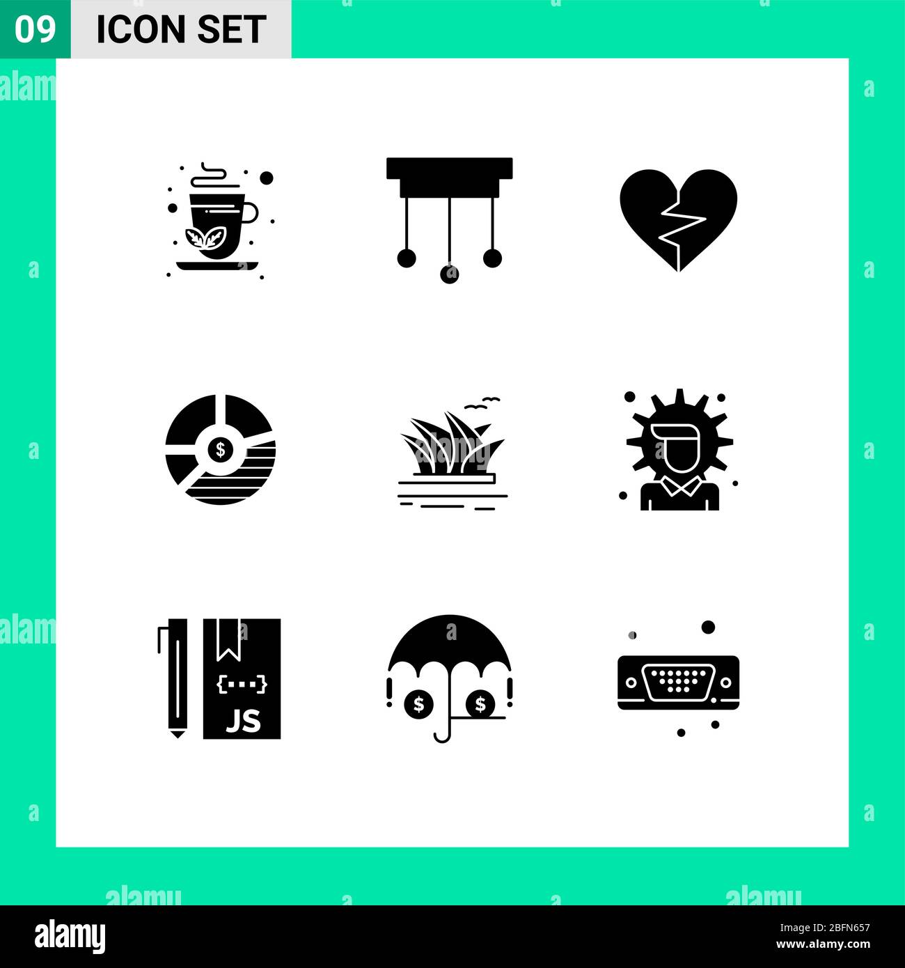 9 Creative Icons Modern Signs and Symbols of seo, business, love, bar, chart Editable Vector Design Elements Stock Vector