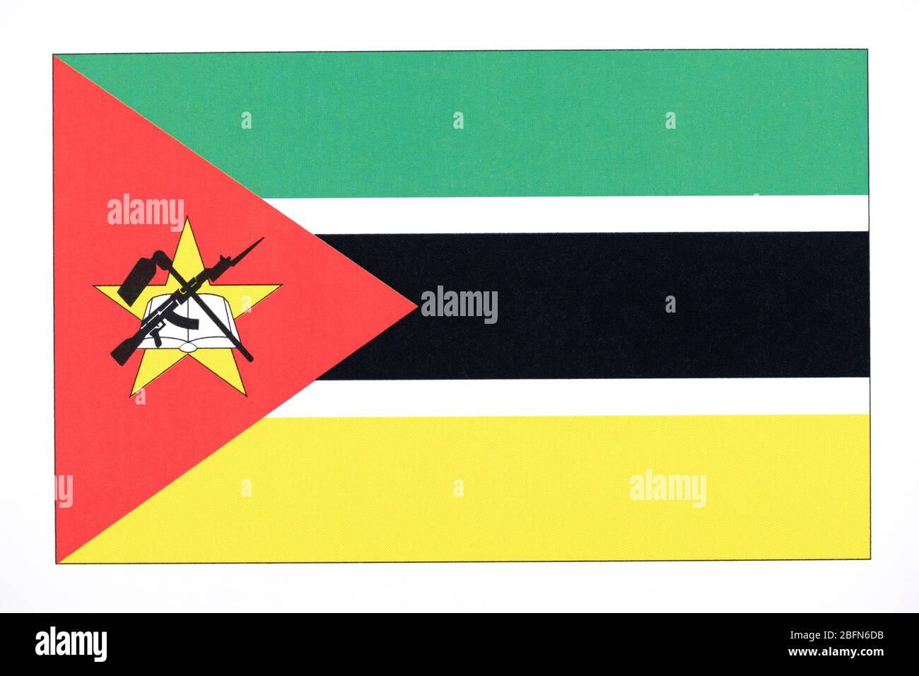 National flag of Mozambique. Stock Photo