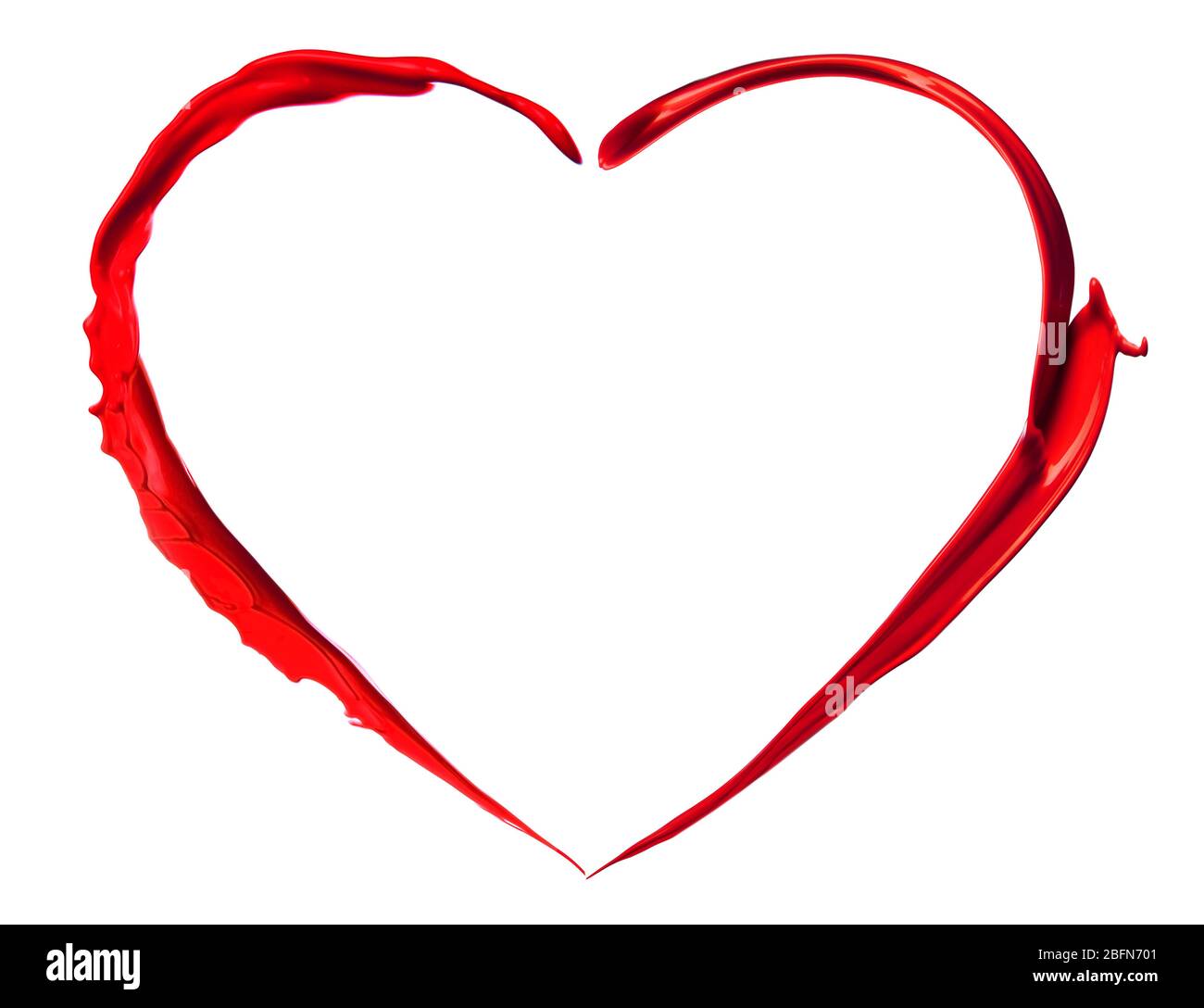 Red heart made of paint splash isolated on white Stock Photo - Alamy