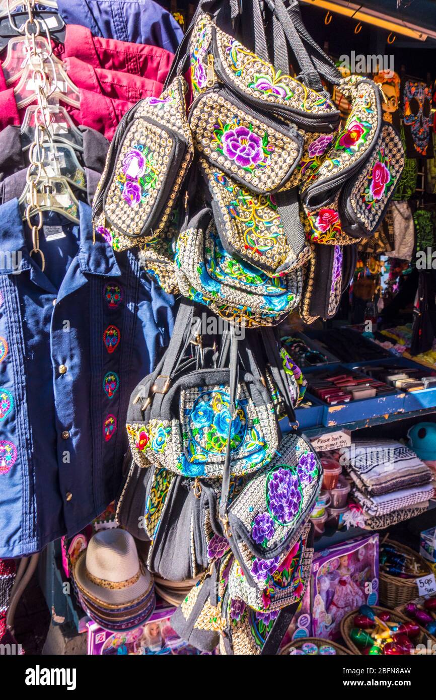 Mexican marketplace on Olvera Street, tourist destination in Los Angeles, California, USA Stock Photo