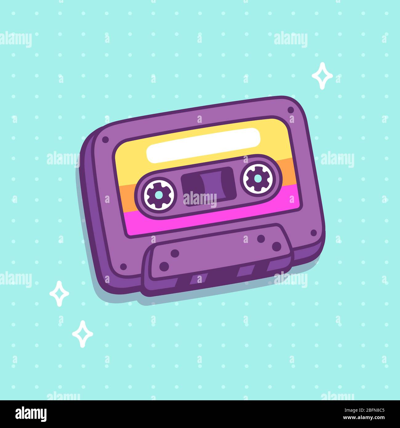 Cassette Drawing Lettering in silhouette vector illustration with