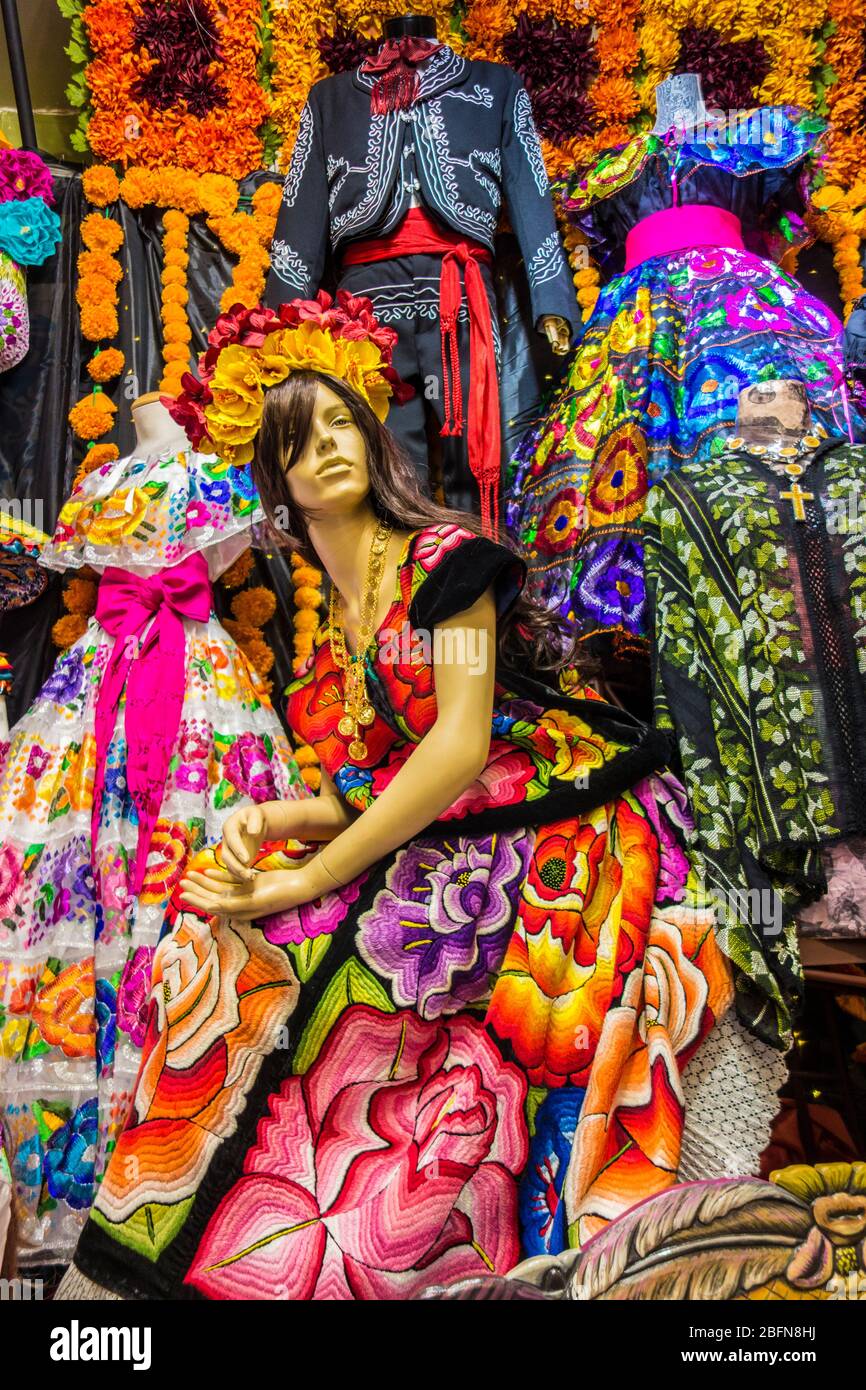 Mexican marketplace on Olvera Street, tourist destination in Los Angeles, California, USA Stock Photo