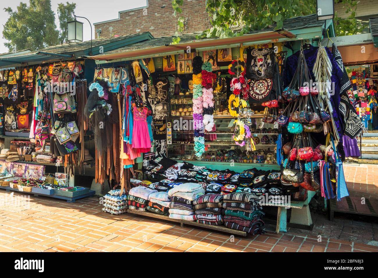 Mexican marketplace on Olvera Street, tourist destination in Los Angeles, California, USA Stock Photo
