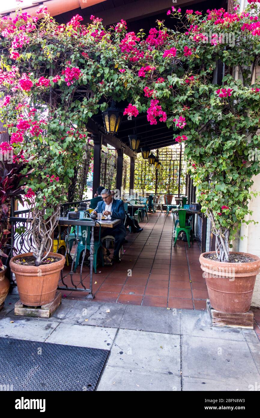 Patio restaurant on Olvera Street, Los Angeles Plaza Historic District