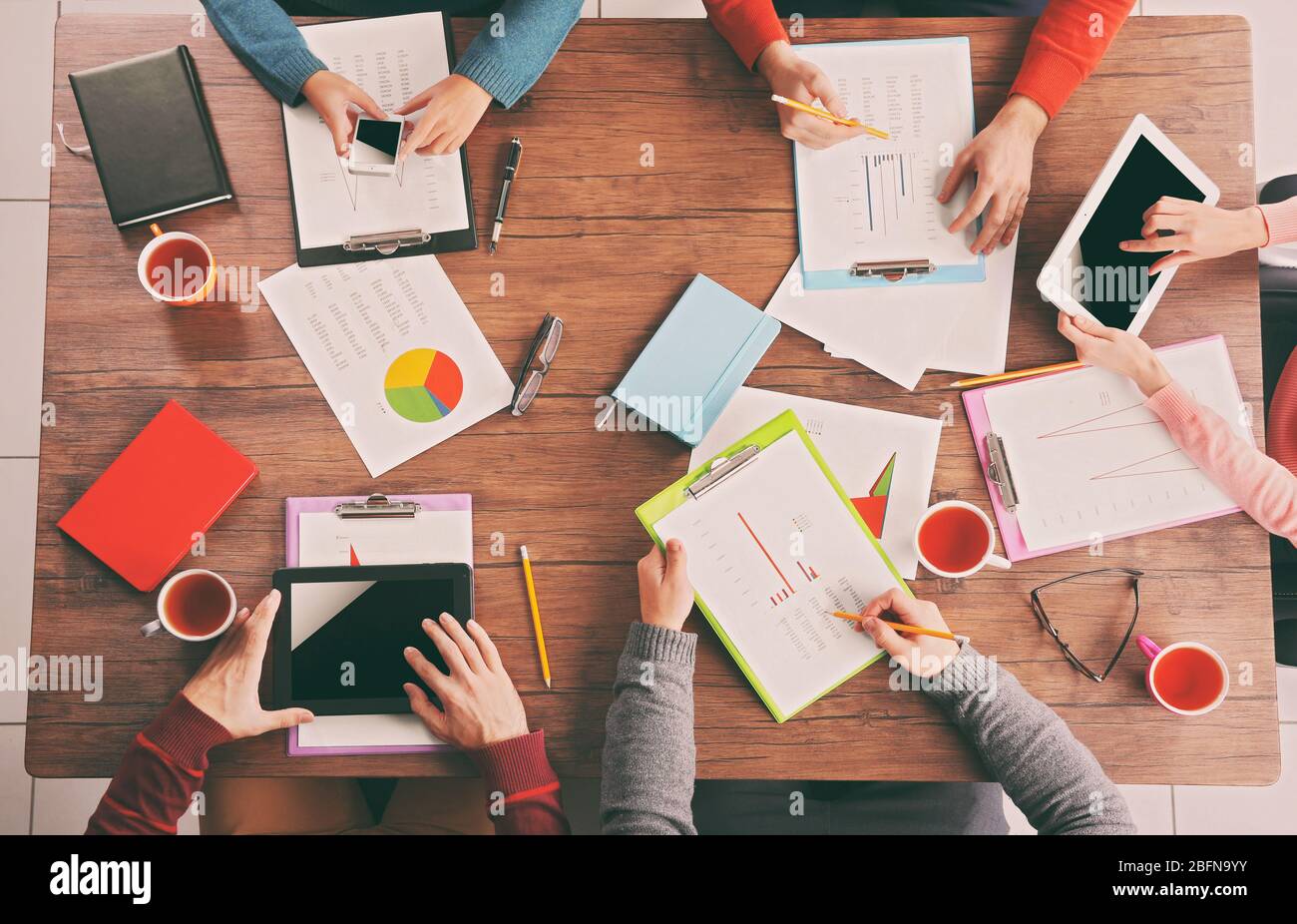 Business people working at office, closeup Stock Photo