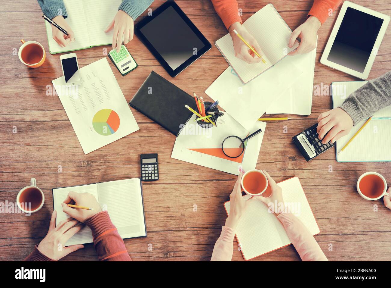 Business people working at office, closeup Stock Photo