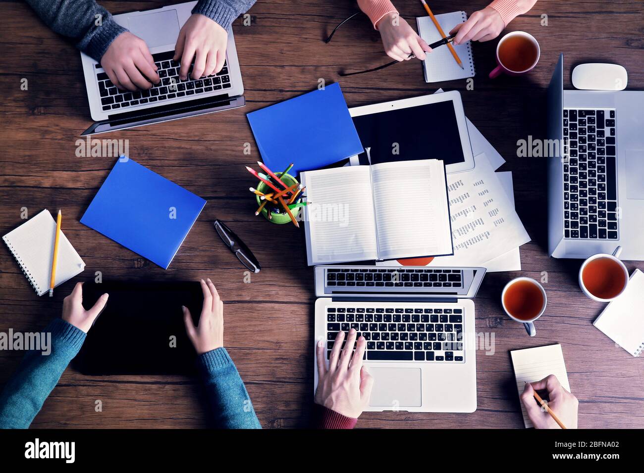 Business people working at office, closeup Stock Photo