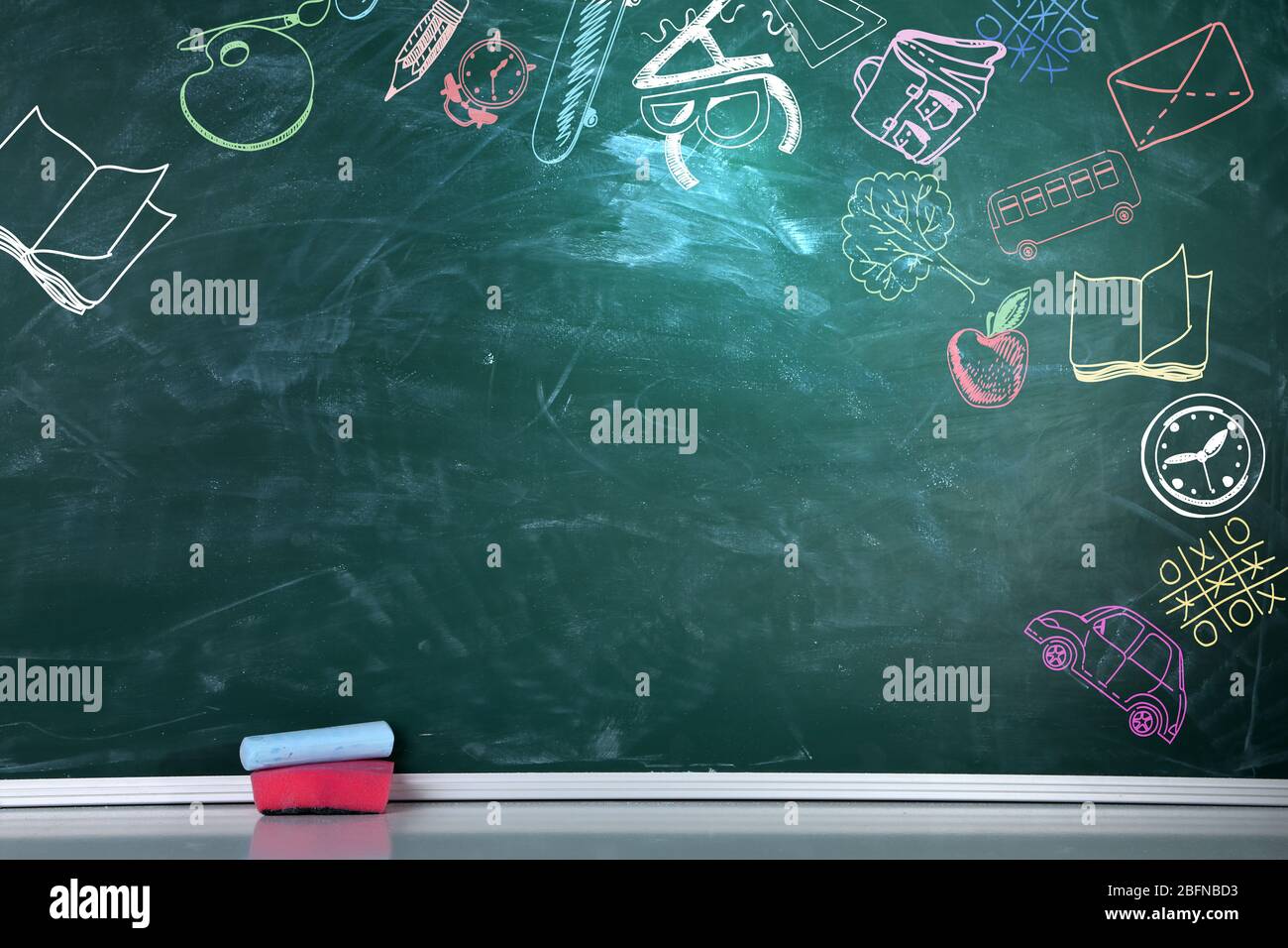 Creative Sketches On Chalkboard Background Children Development