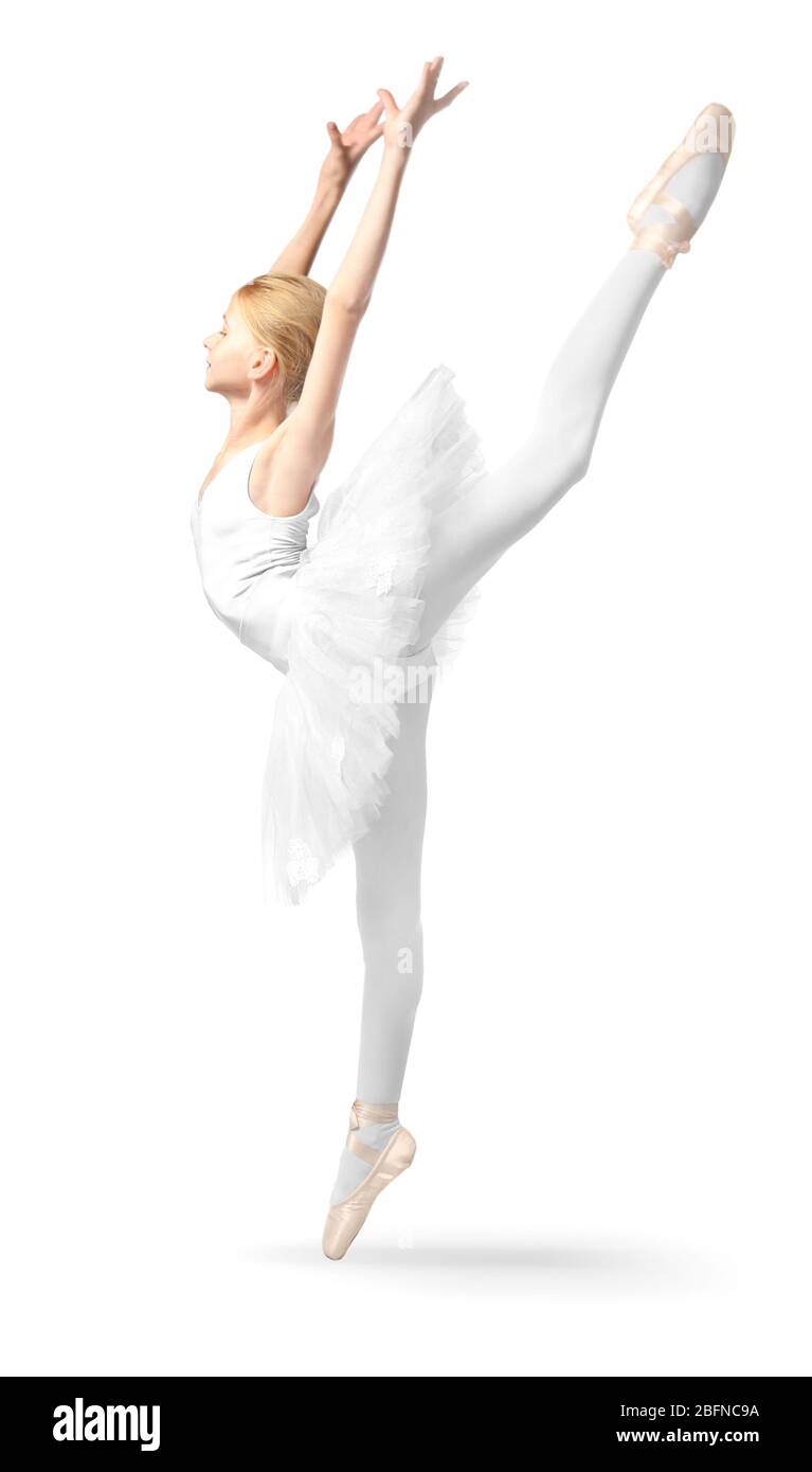 Beautiful ballet dancer on white background Stock Photo - Alamy