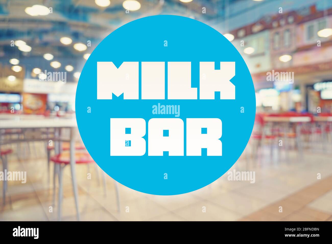 Text Milk Bar On Blurred Interior Background Stock Photo Alamy
