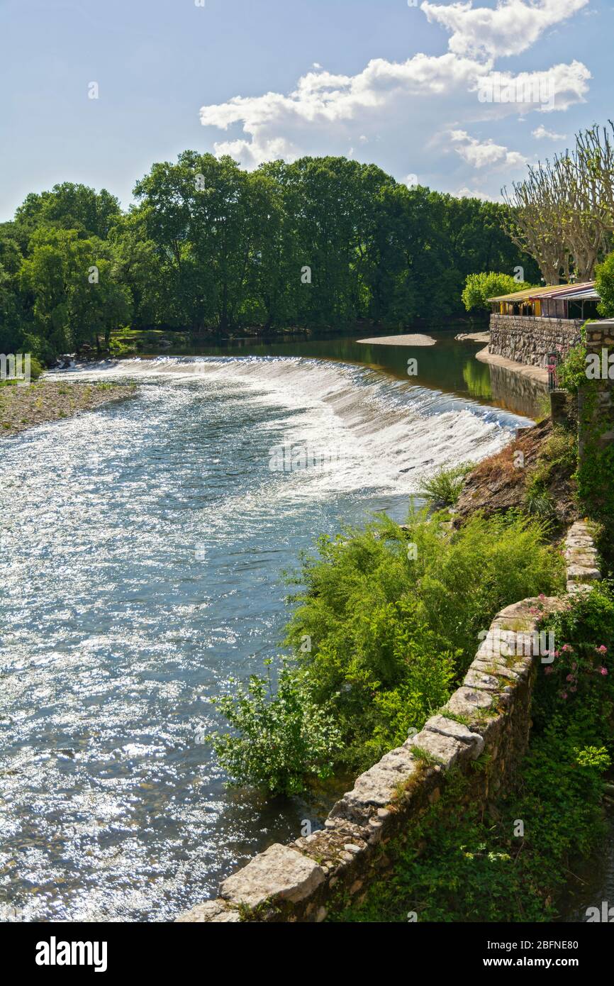 France, Languedoc Region, Laroque, Herault River wier Stock Photo