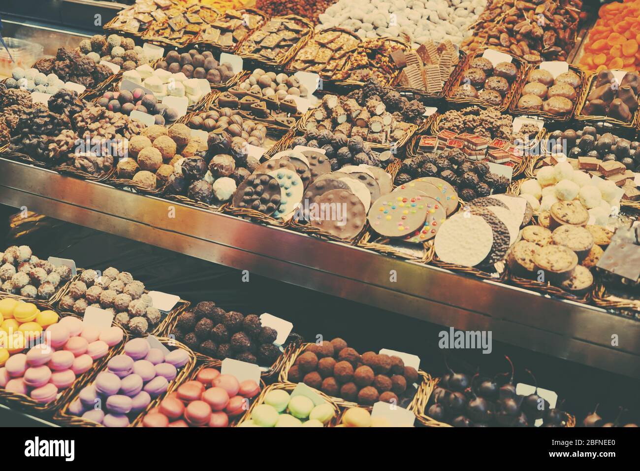 Assortment of sweets at market Stock Photo Alamy