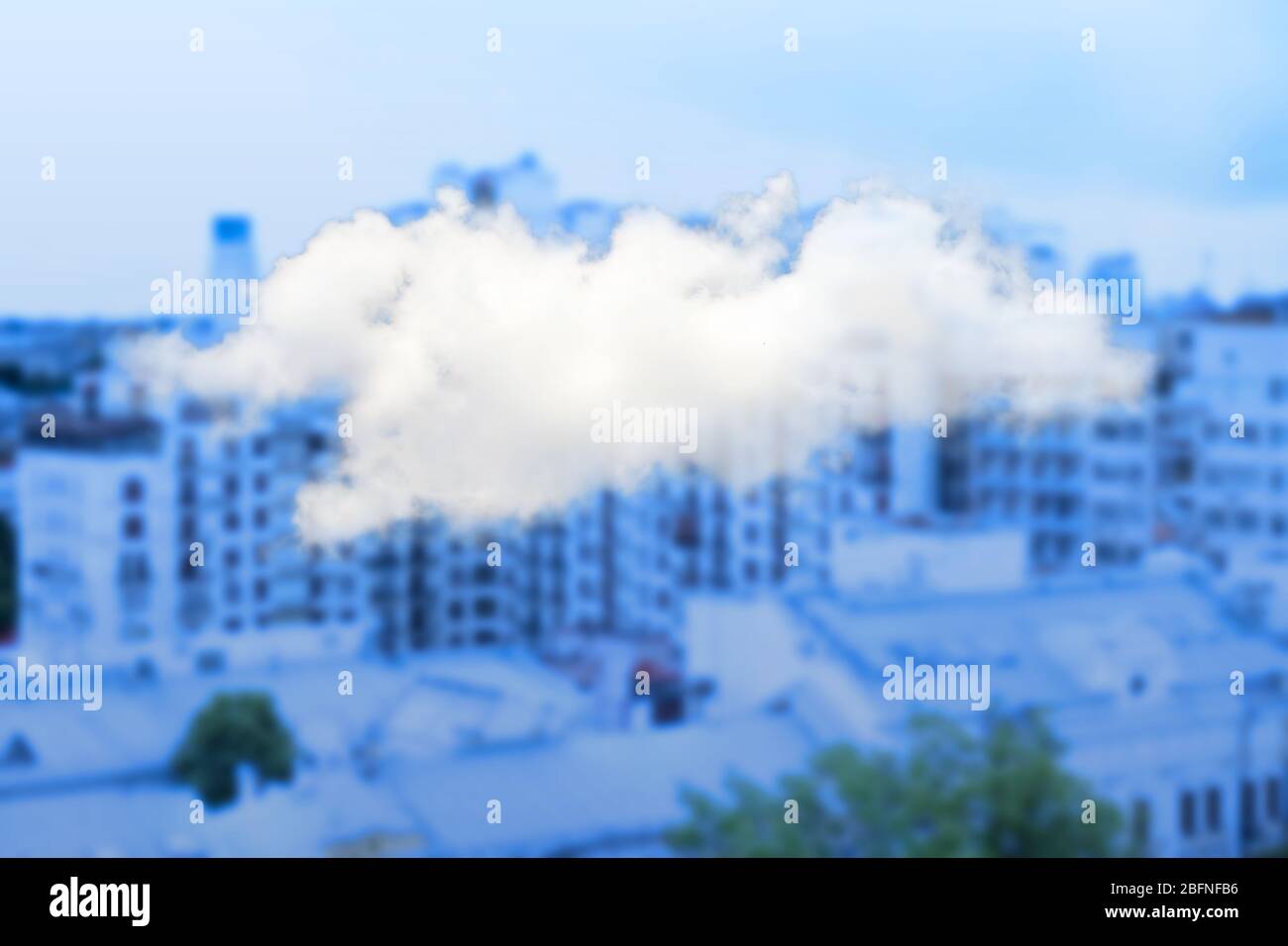 Cloud icon on blurred cityscape background. Modern technology concept Stock Photo