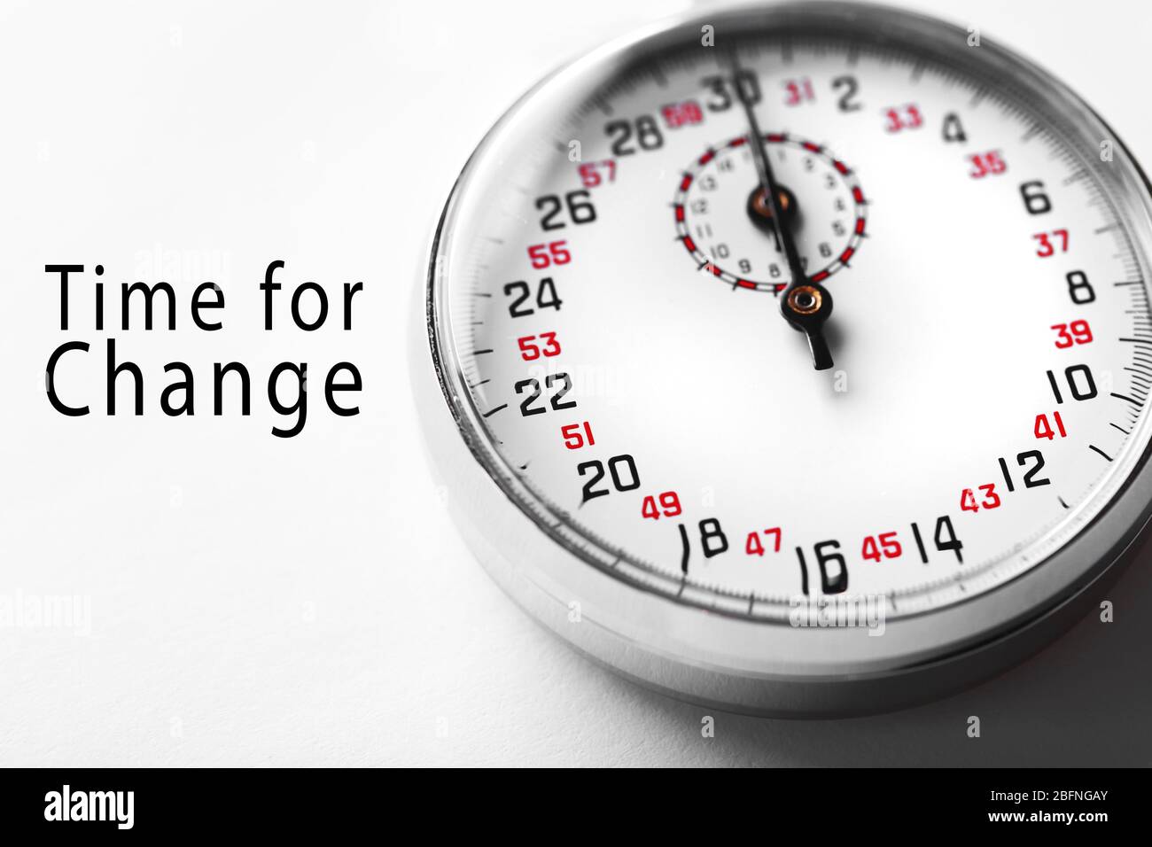 Stopwatch and text TIME FOR CHANGE on white background Stock Photo Alamy