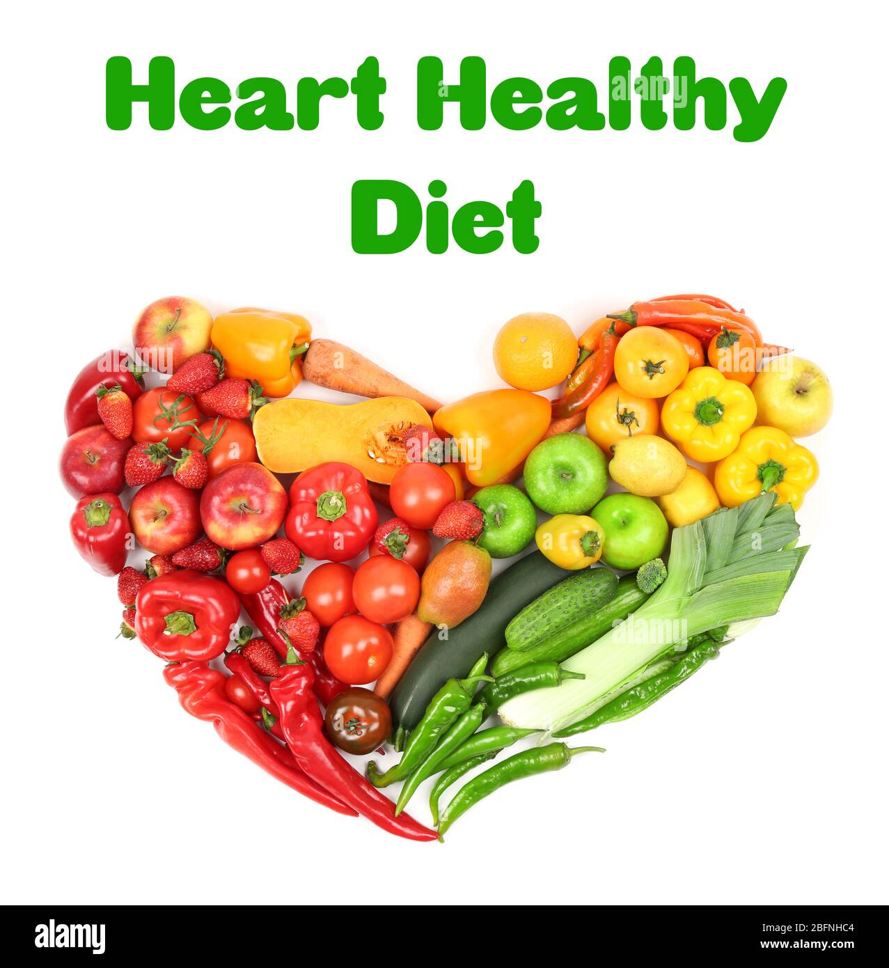 Diet for healthy heart concept. Food on white background Stock Photo ...