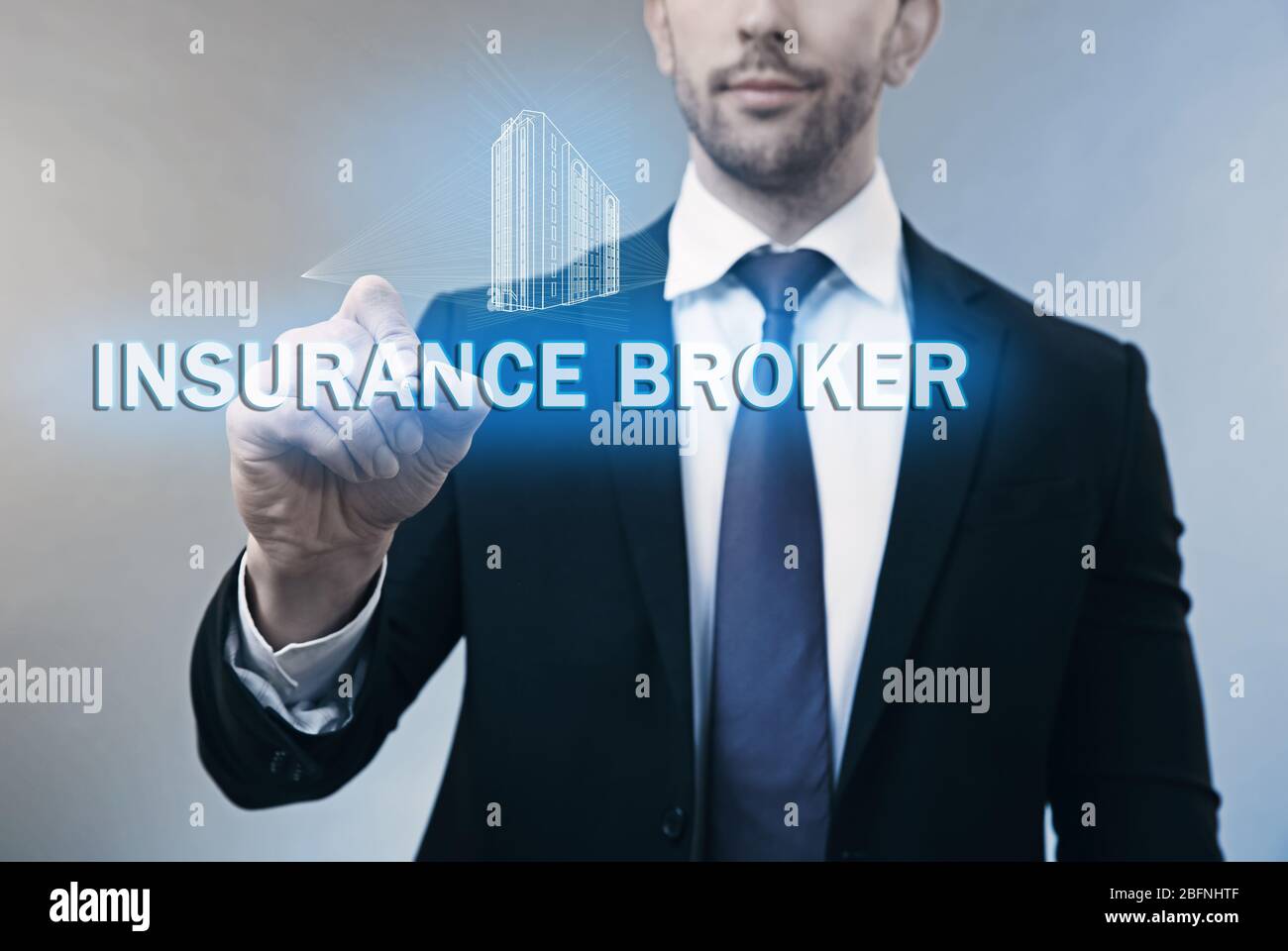 Insurance broker working with virtual screen Stock Photo