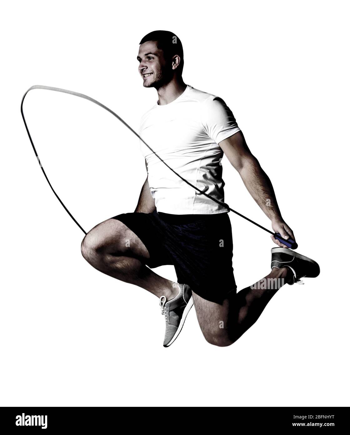 Man Using Jump Rope Model Silhouette man jumping skipping rope Cut Out Stock Images & Pictures ...