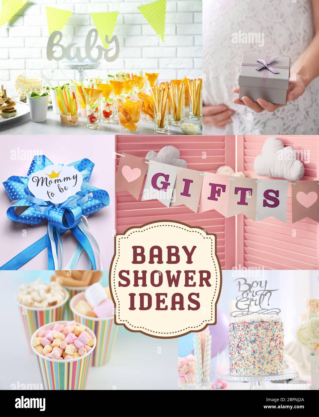 Collage With Ideas For Baby Shower Party Stock Photo Alamy