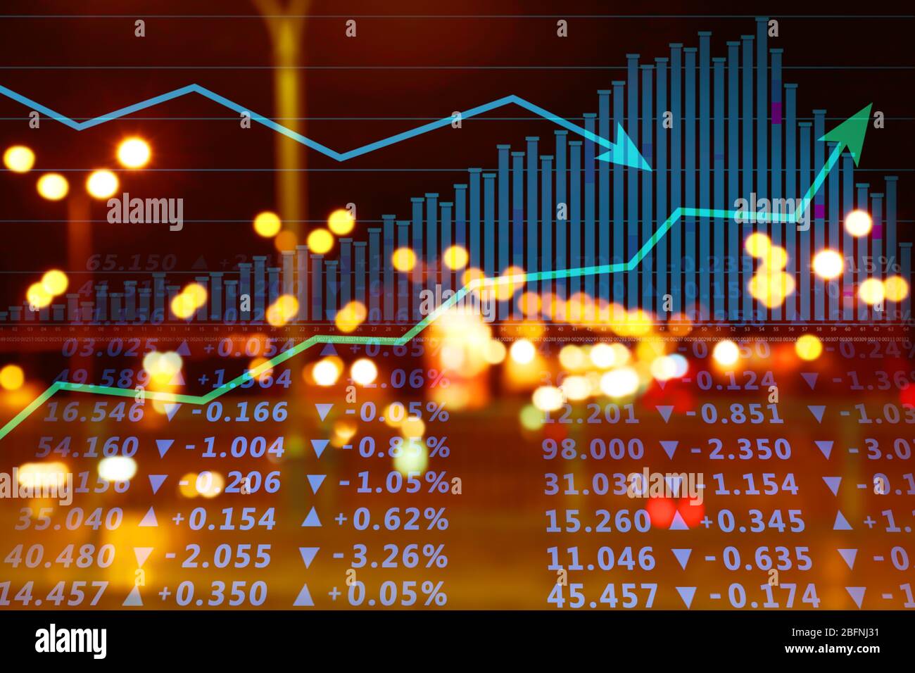 Stock exchange quotes on blurred background Stock Photo
